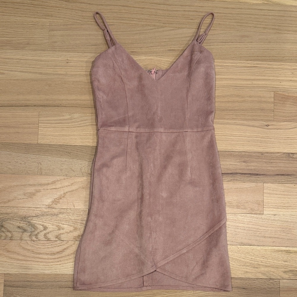 NWOT Strappy Pink Suede Dress
